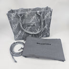 Balenciaga Hardware Tote Bag in denim logato grigio