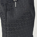 Fendi Tote Bag Vintage Zucchino in tela e pelle nera