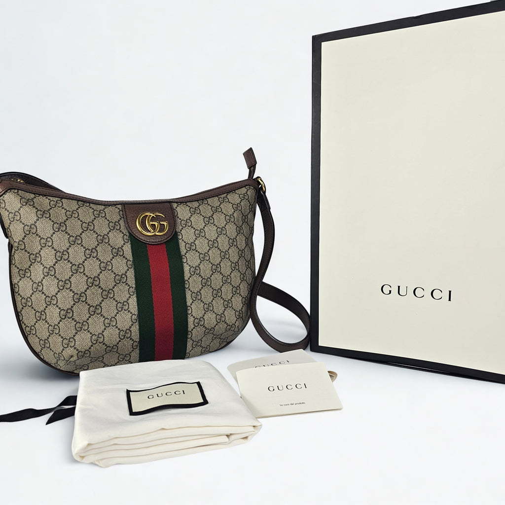 Gucci Ophidia GG Supreme Messenger Beige con Web Stripe