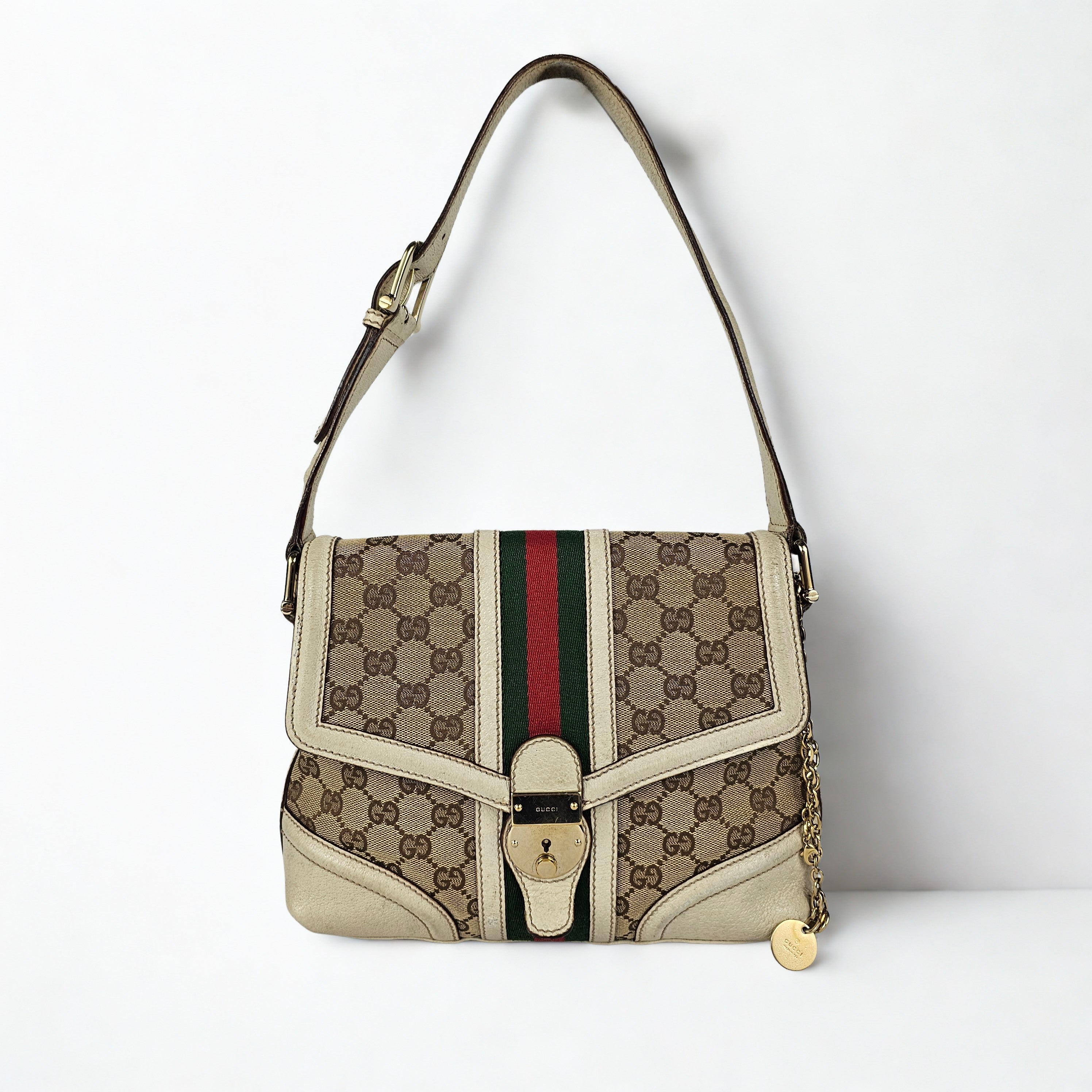 Gucci Treasure Vintage in tela GG e pelle bianca