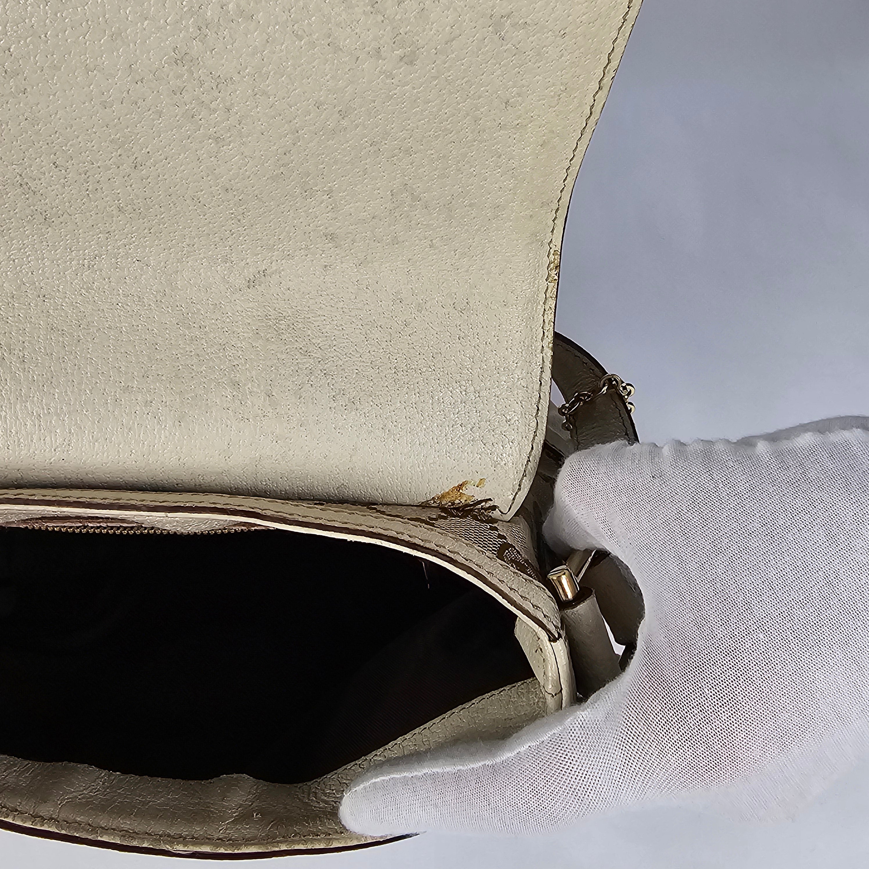 Gucci Treasure Vintage in tela GG e pelle bianca