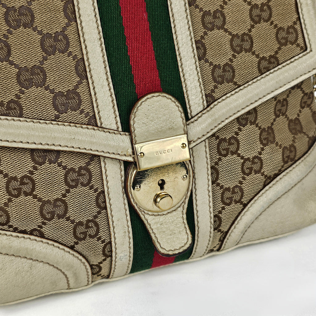 Gucci Treasure Vintage in tela GG e pelle bianca