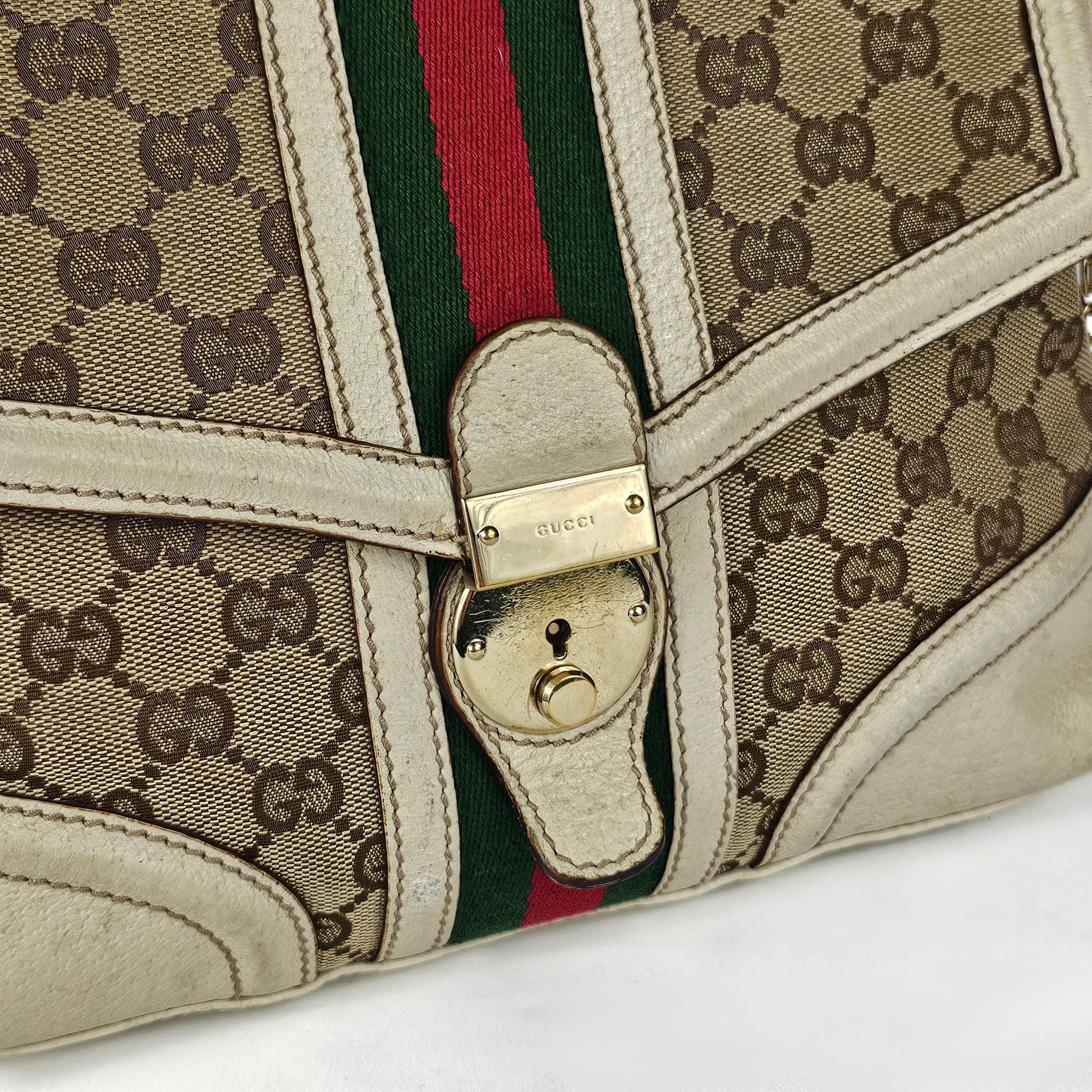 Gucci Treasure Vintage in tela GG e pelle bianca