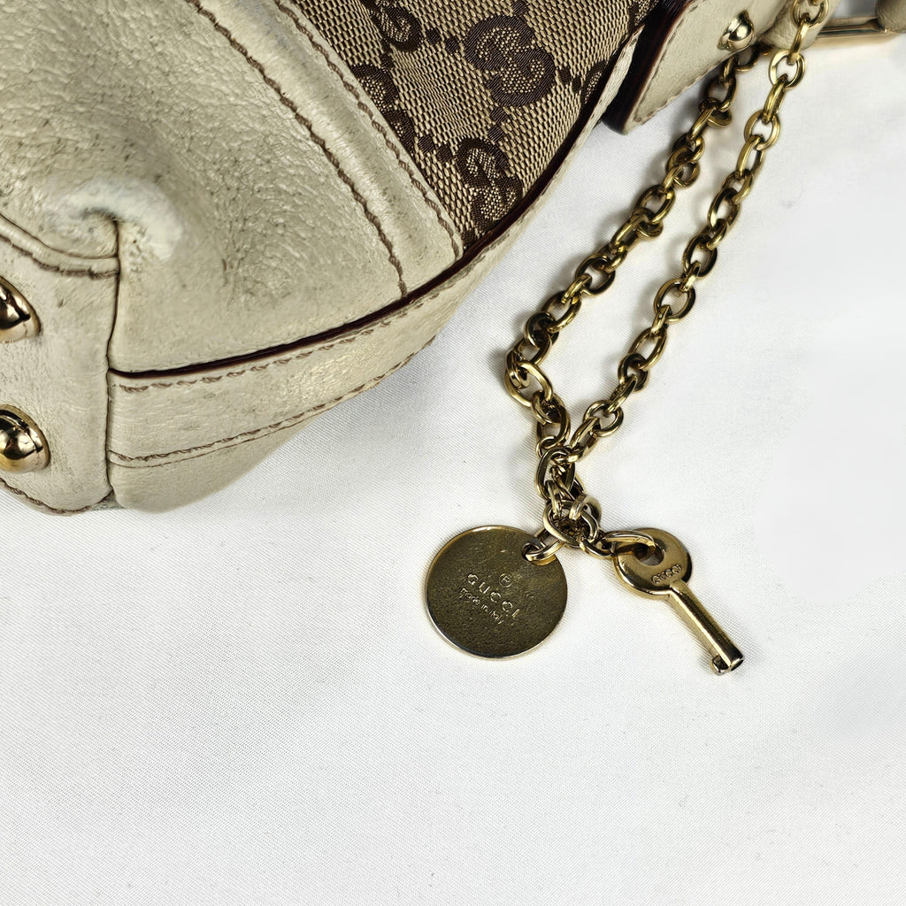 Gucci Treasure Vintage in tela GG e pelle bianca