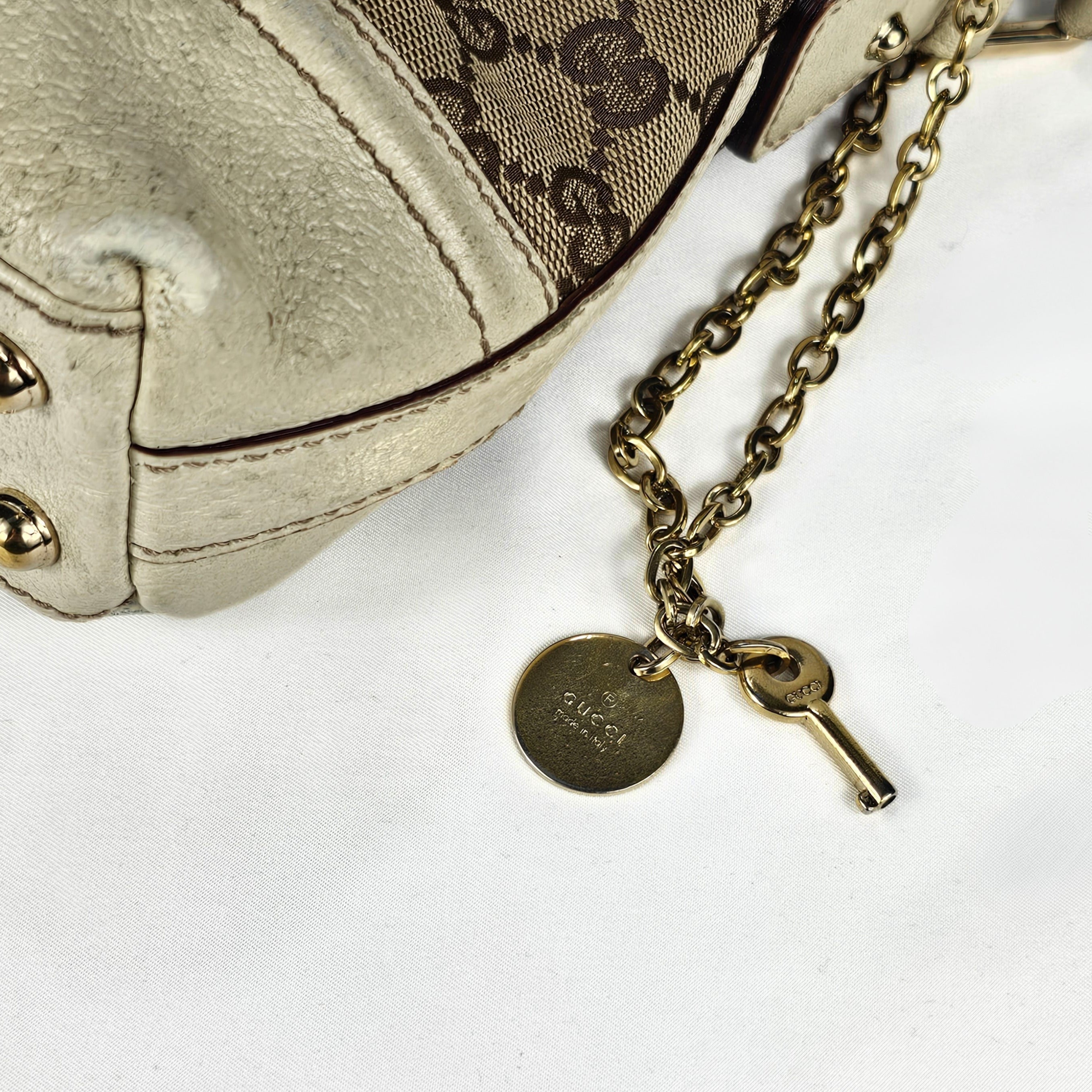 Gucci Treasure Vintage in tela GG e pelle bianca