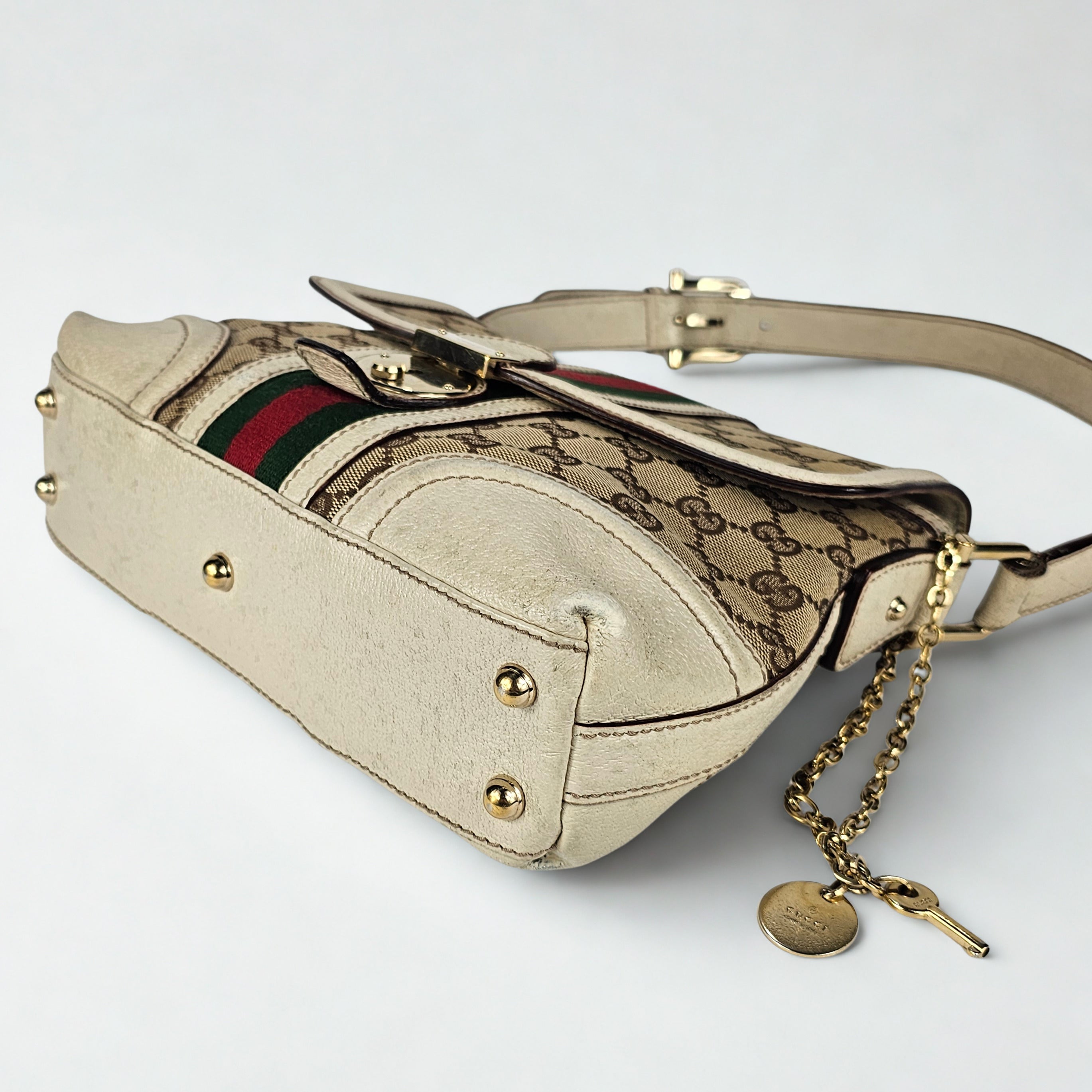 Gucci Treasure Vintage in tela GG e pelle bianca