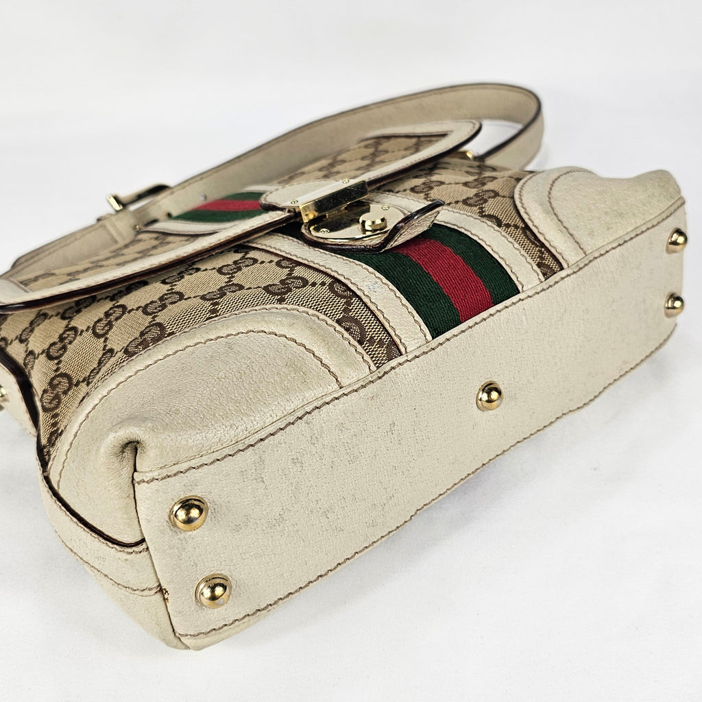Gucci Treasure Vintage in tela GG e pelle bianca
