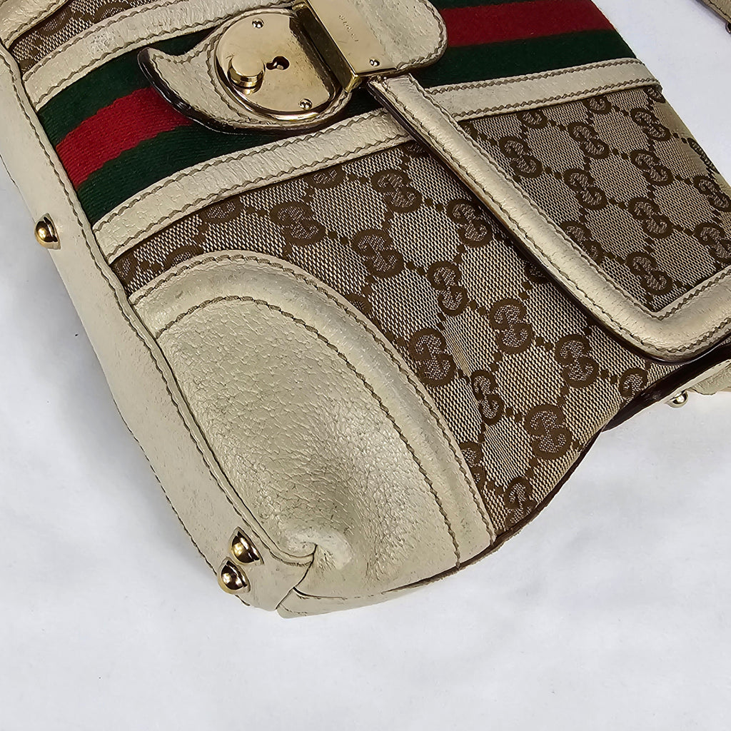 Gucci Treasure Vintage in tela GG e pelle bianca