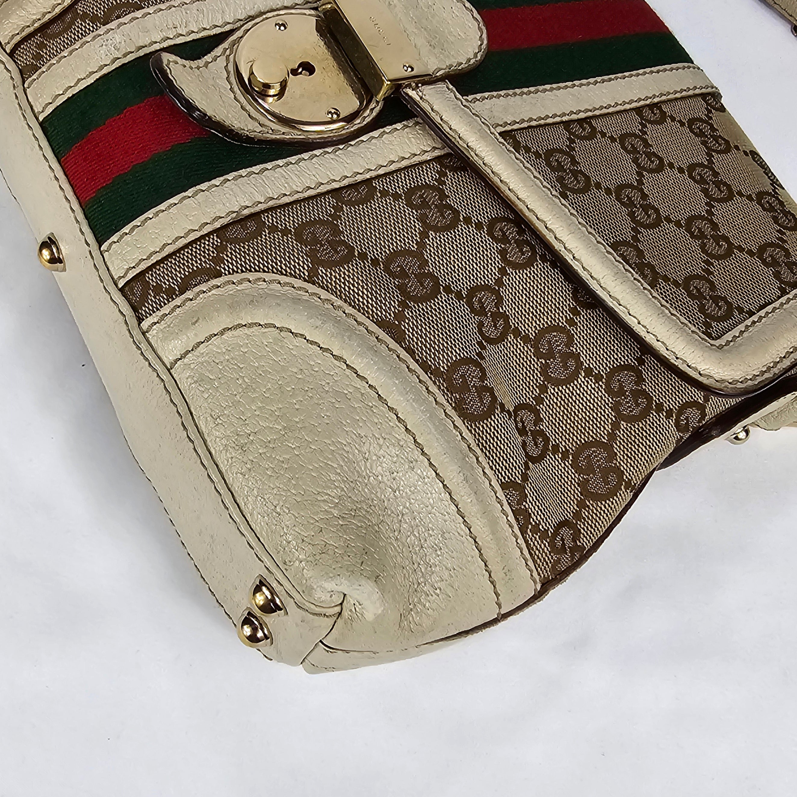 Gucci Treasure Vintage in tela GG e pelle bianca