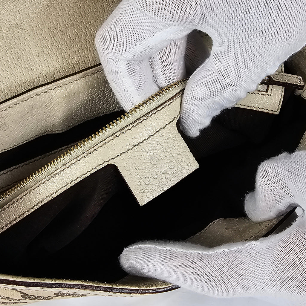 Gucci Treasure Vintage in tela GG e pelle bianca