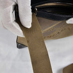Prada Messenger Vintage Maxi in tela jacquard beige e pelle nera