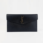 Saint Laurent Uptown Pochette Nera in Pelle Grain de Poudre