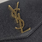 Saint Laurent Uptown Pochette Nera in Pelle Grain de Poudre