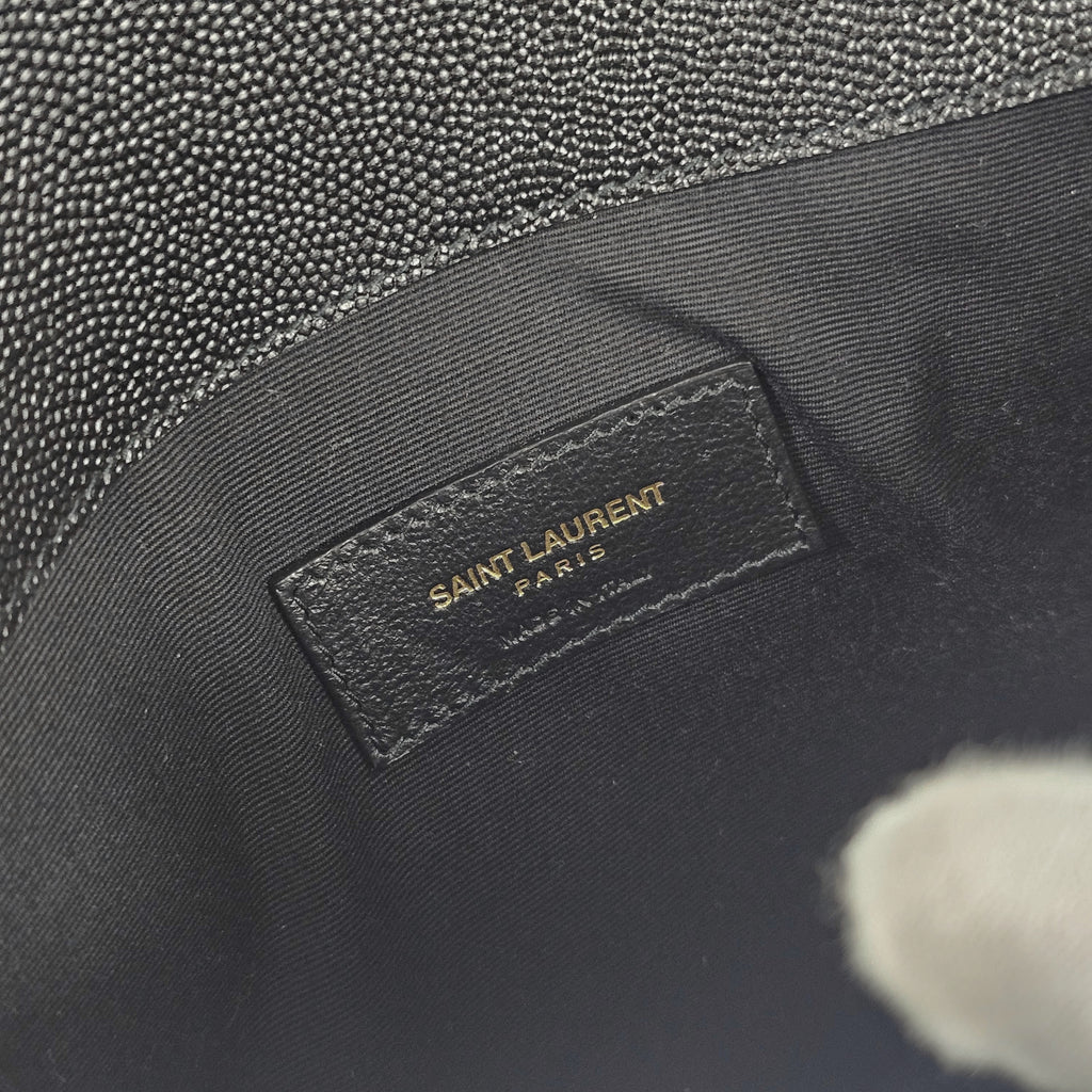 Saint Laurent Uptown Pochette Nera in Pelle Grain de Poudre