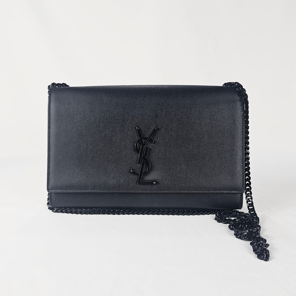 Saint Laurent Kate Medium – Borsa a Tracolla in Pelle Grain de Poudre Nera