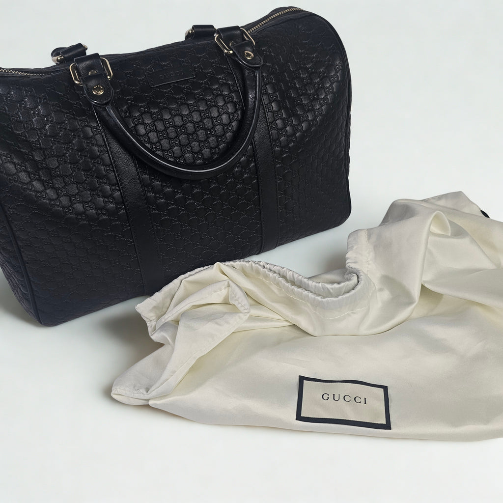 Gucci Boston Microguccissima in pelle nera