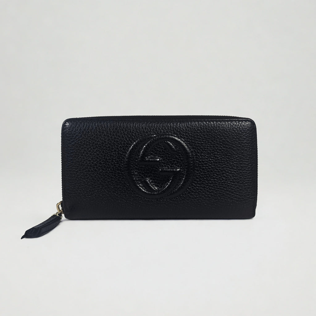 Gucci Soho Zip Around Wallet in pelle nera