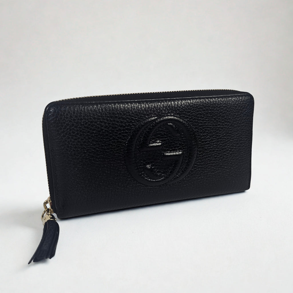 Gucci Soho Zip Around Wallet in pelle nera