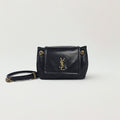 Saint Laurent Mini Nolita in pelle nera trapuntata con finiture oro