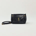 Saint Laurent Mini Nolita in pelle nera trapuntata con finiture oro