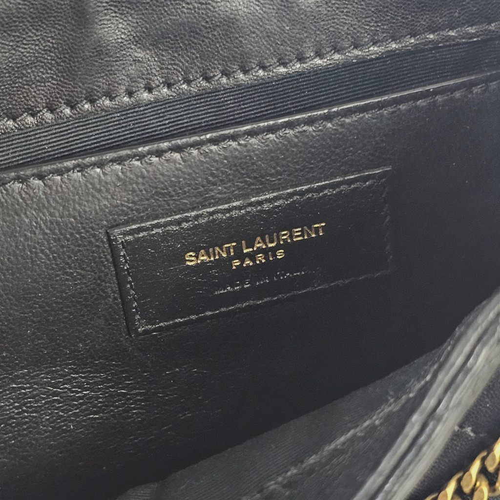 Saint Laurent Mini Nolita in pelle nera trapuntata con finiture oro