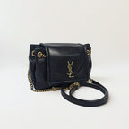 Saint Laurent Mini Nolita in pelle nera trapuntata con finiture oro